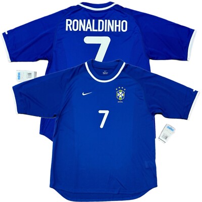 2000/01 Brazil Away Jersey #7 Ronaldinho Medium NIKE Soccer