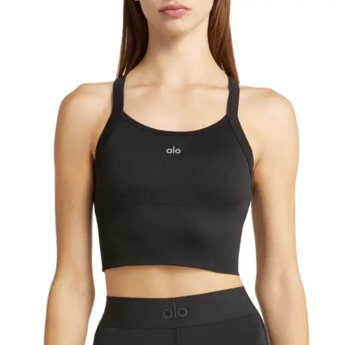 Alo Yoga Seamless Ribbed Favorite Bra Tank Black XXS | eBay