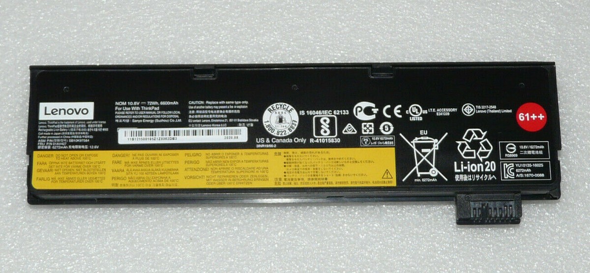 GENUINE LENOVO THINKPAD T470 T480 T570 T580 72WH 61++ BATTERY