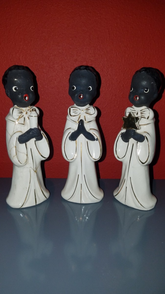 Set of 3 VINTAGE Choir Boys African American Figurines Lefton