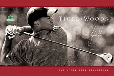 Tiger Woods DRIVEN Vintage-Style Sepia-Tone NIKE PGA Golf 24x36