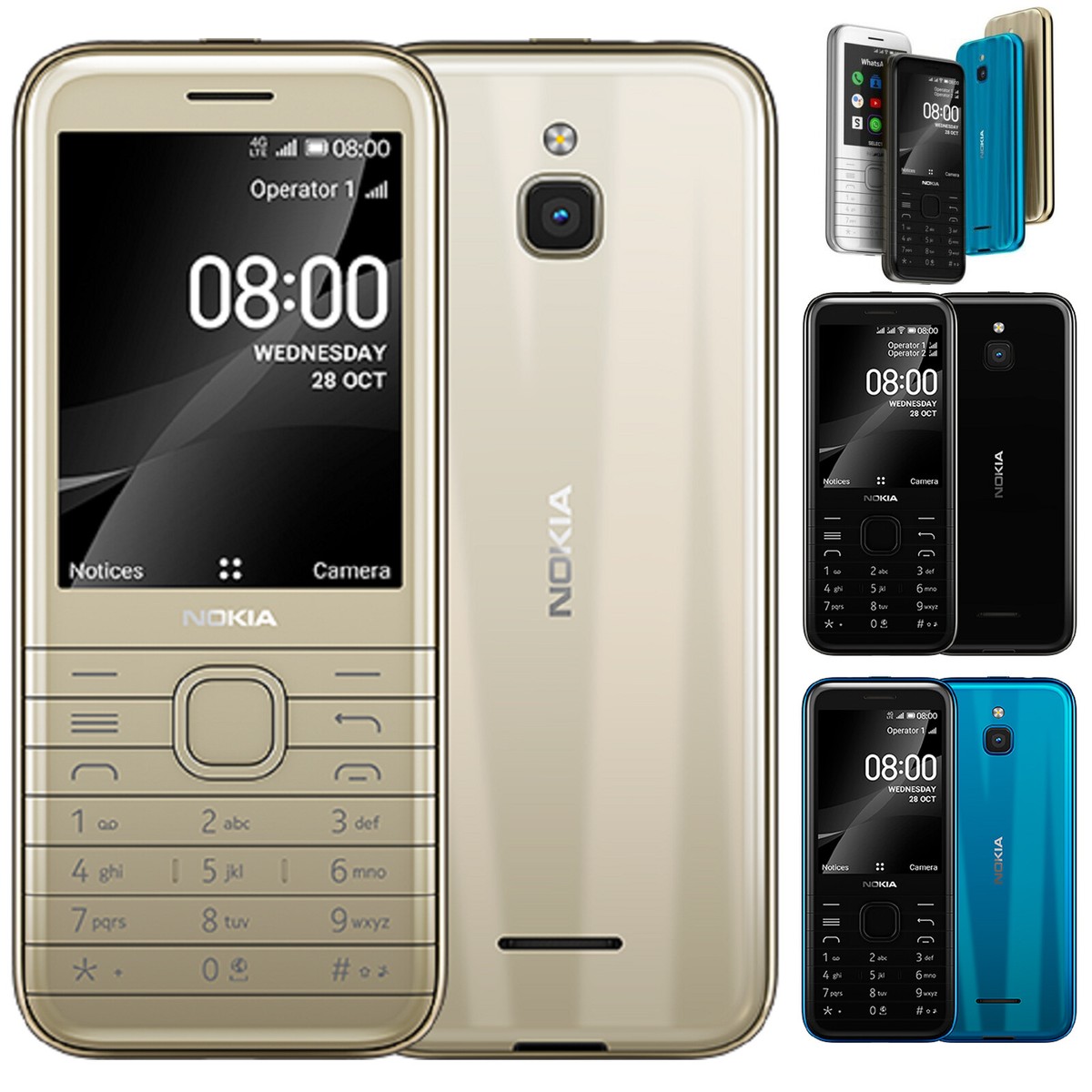 Original Nokia 8000 4G 2020 Dual Sim Unlocked Cell Phone 4GB ROM