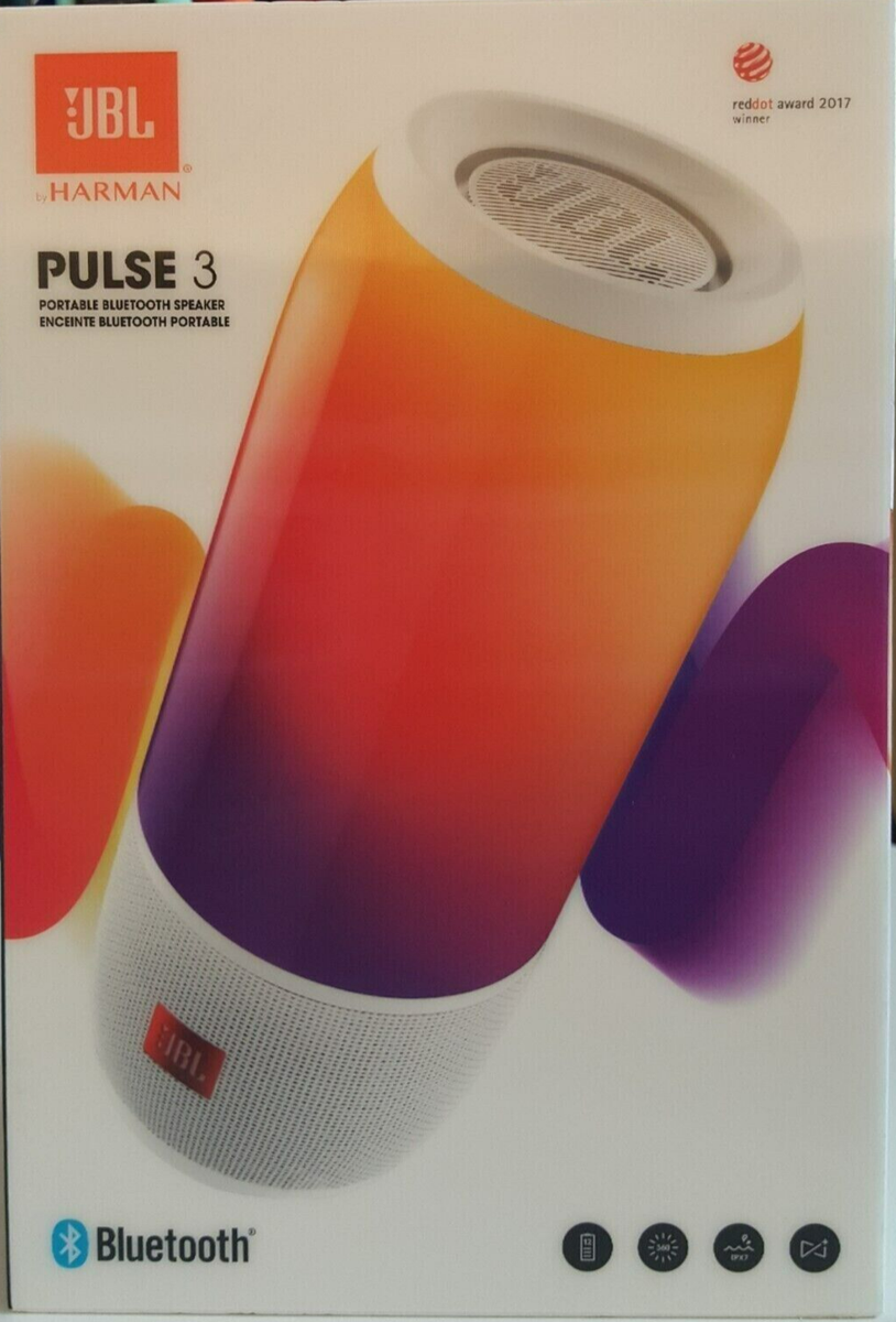 JBL Pulse 3 White Portable Speaker System - JBLPULSE3WHTAM for