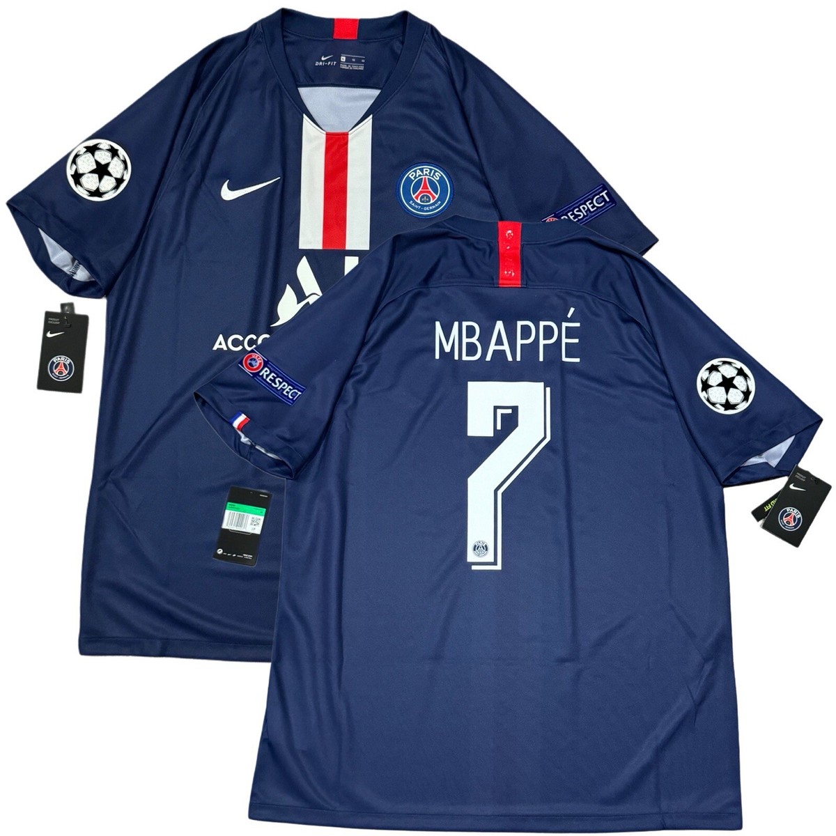 2019/20 PSG Home UCL Jersey #7 Mbappe XL Paris Saint Germain