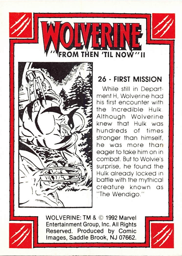 1992 MARVEL COMIC IMAGES WOLVERINE: FROM THEN 'TIL NOW II #26