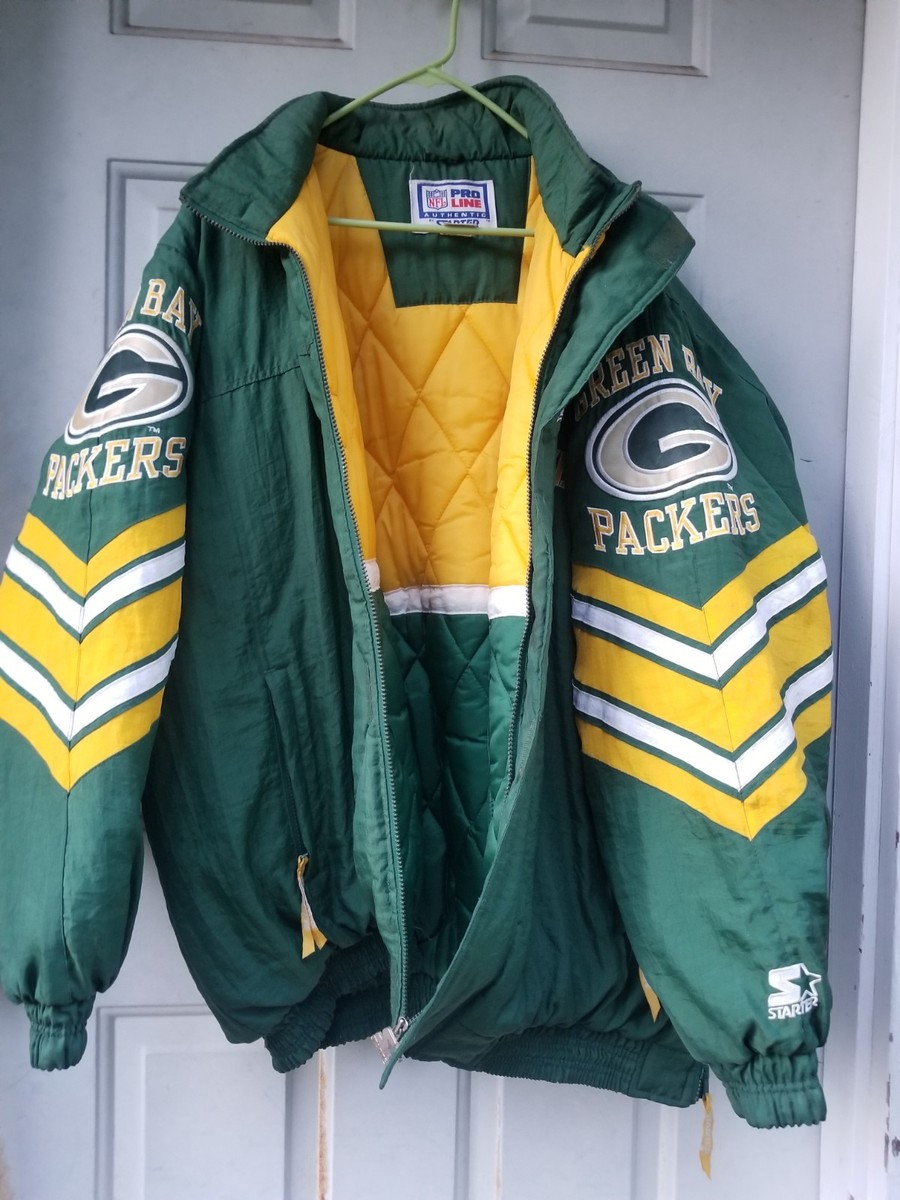 VTG 90s Green Bay Packers NFL Football Green Starter Quilted Coat