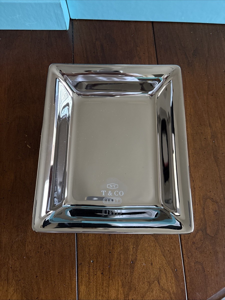 TIFFANY & Co. Vide Poche Tray Rectangle Plate Silver porcelain