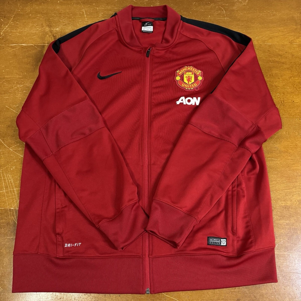 Manchester United Jacket Mens 2XL Red Full Zip Soccer Dri Fit Nike