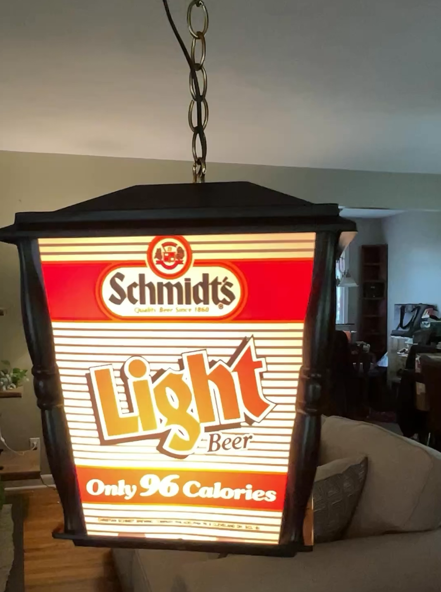 Rare 1970's VTG SCHMIDT BEER 4 Sided Rotating MOTION Bar Light