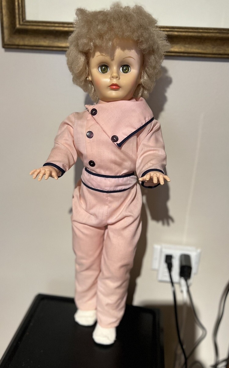 1950'S-1960's Vintage 22” HARD PLASTIC WALKING DOLL Vinyl Head