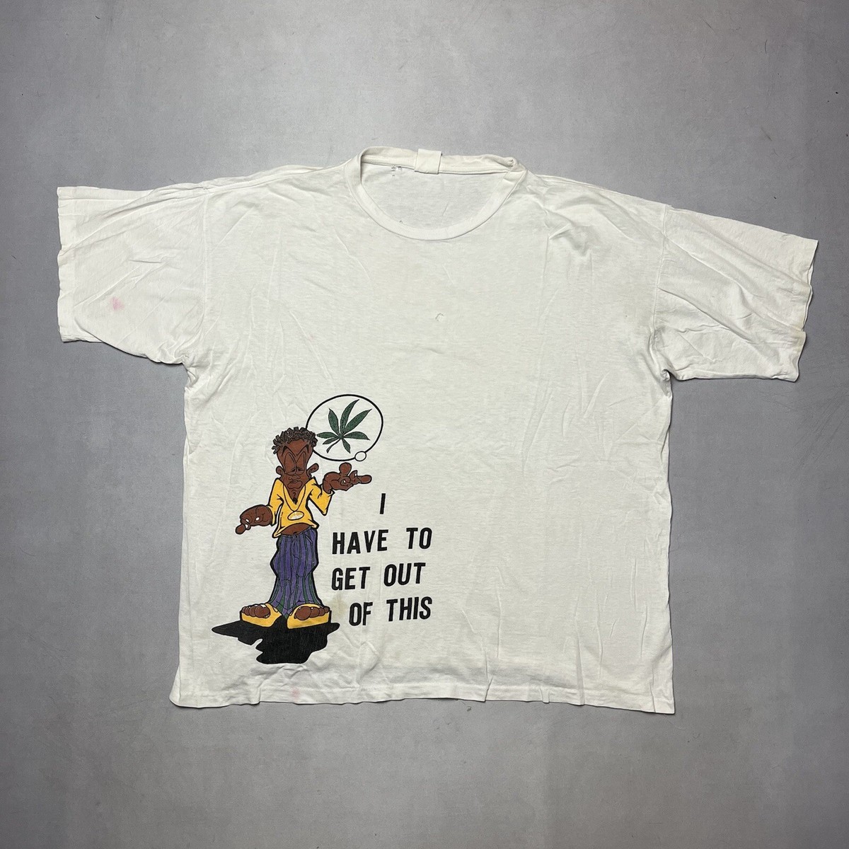 Vintage 90s Weed Marijuana Graffiti Art Single Stitch T Shirt 2XL