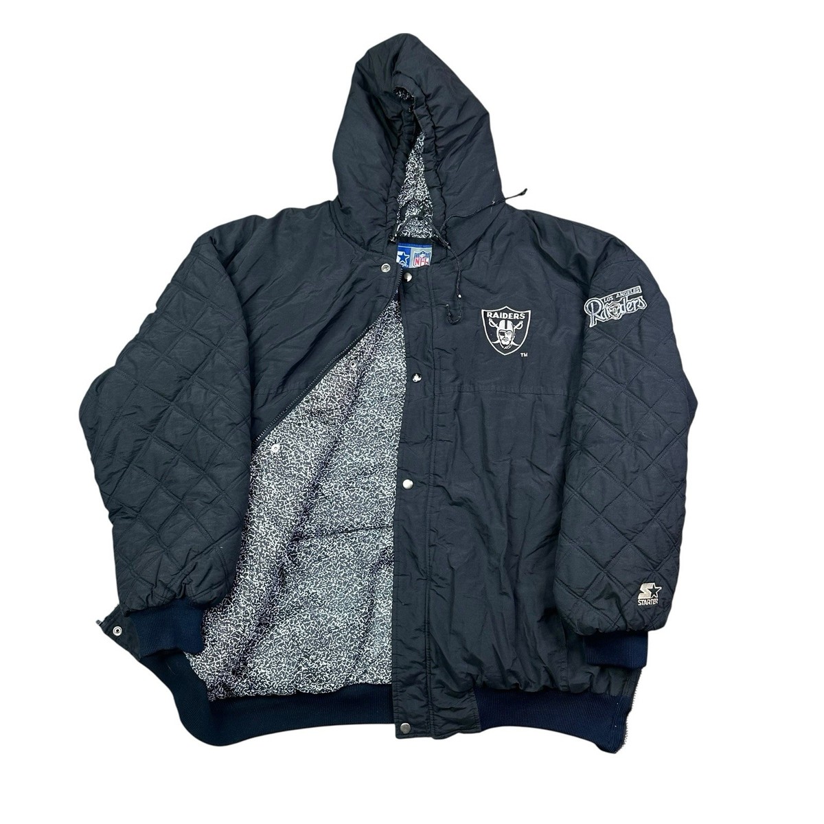 Vintage NFL Raiders Starter Puffer Jacket Adult Size XL No Zipper