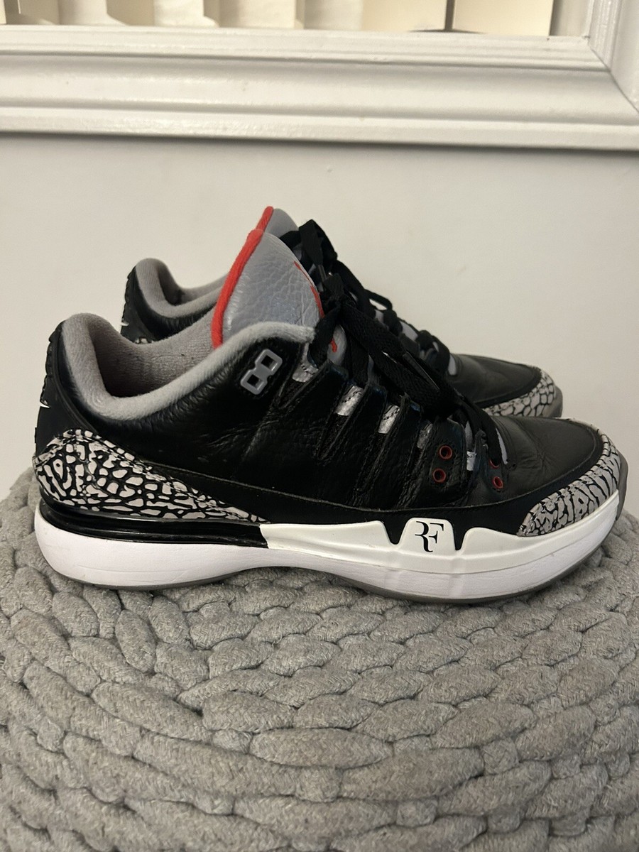 Nike Zoom Vapor AJ3 Black Cement US 6.5 Jordan RF Federer | eBay