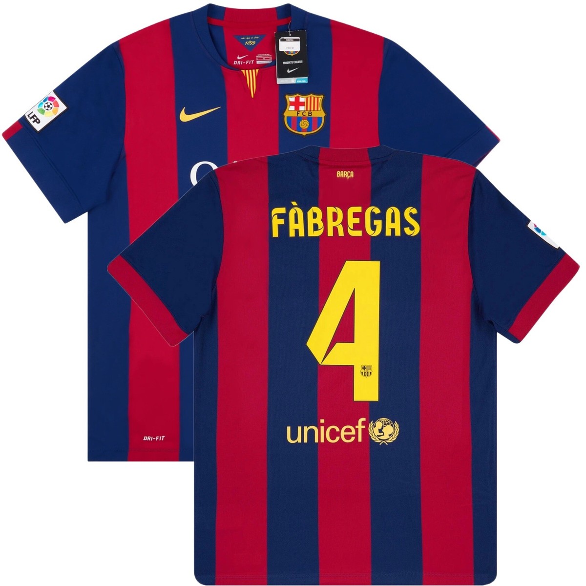 2014/15 Barcelona Home Jersey #4 FABREGAS XL Nike LaLiga Treble