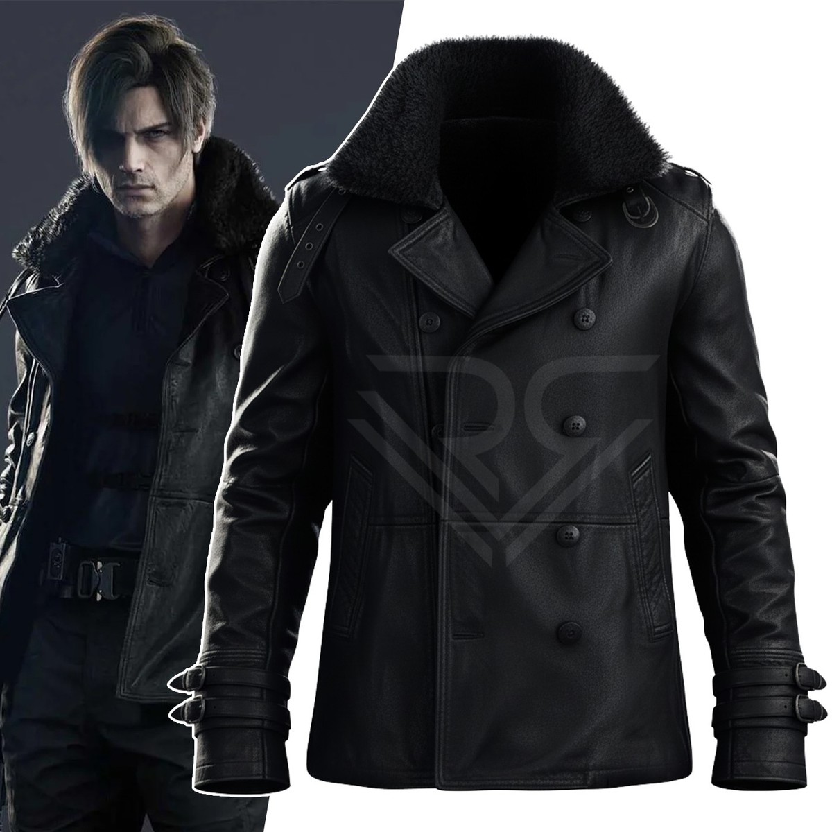 Resident's Evil 9 Requiem Leon Kennedy Black Leather Jacket Soft