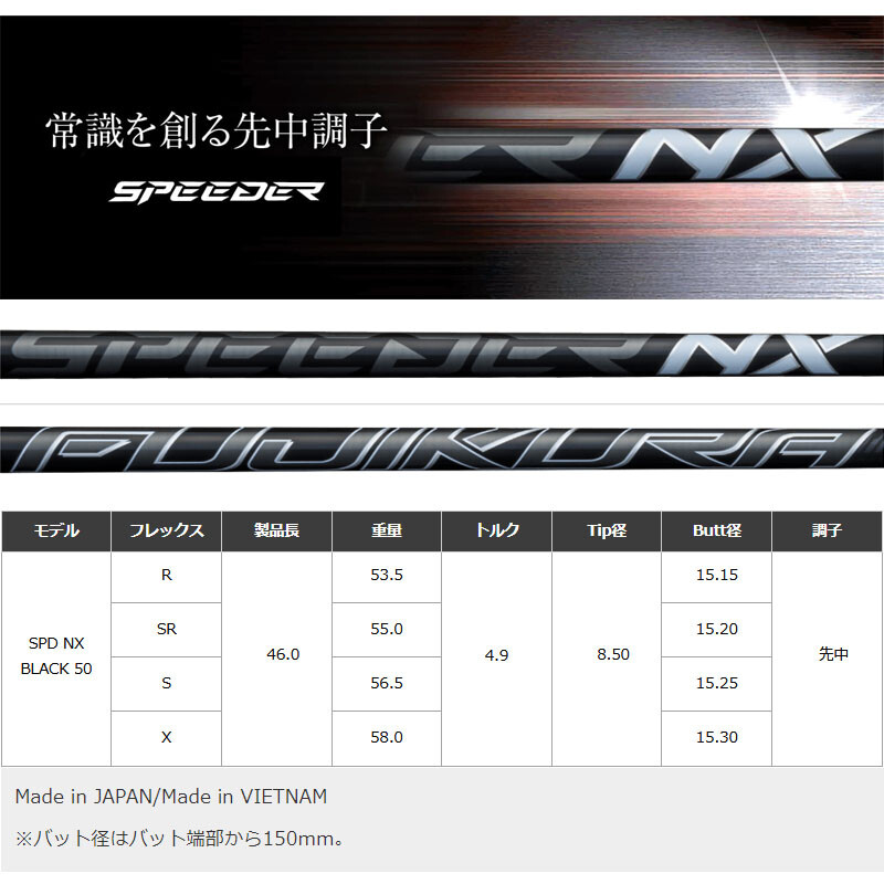 Fujikura Golf Japan 2023 SPEEDER NX BLACK 50 Graphite Shaft for