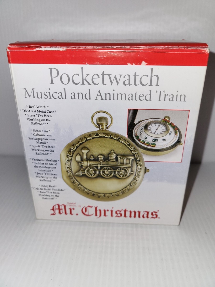 Mr Christmas Animated Train Pocket Watch Clock Musical Railroad