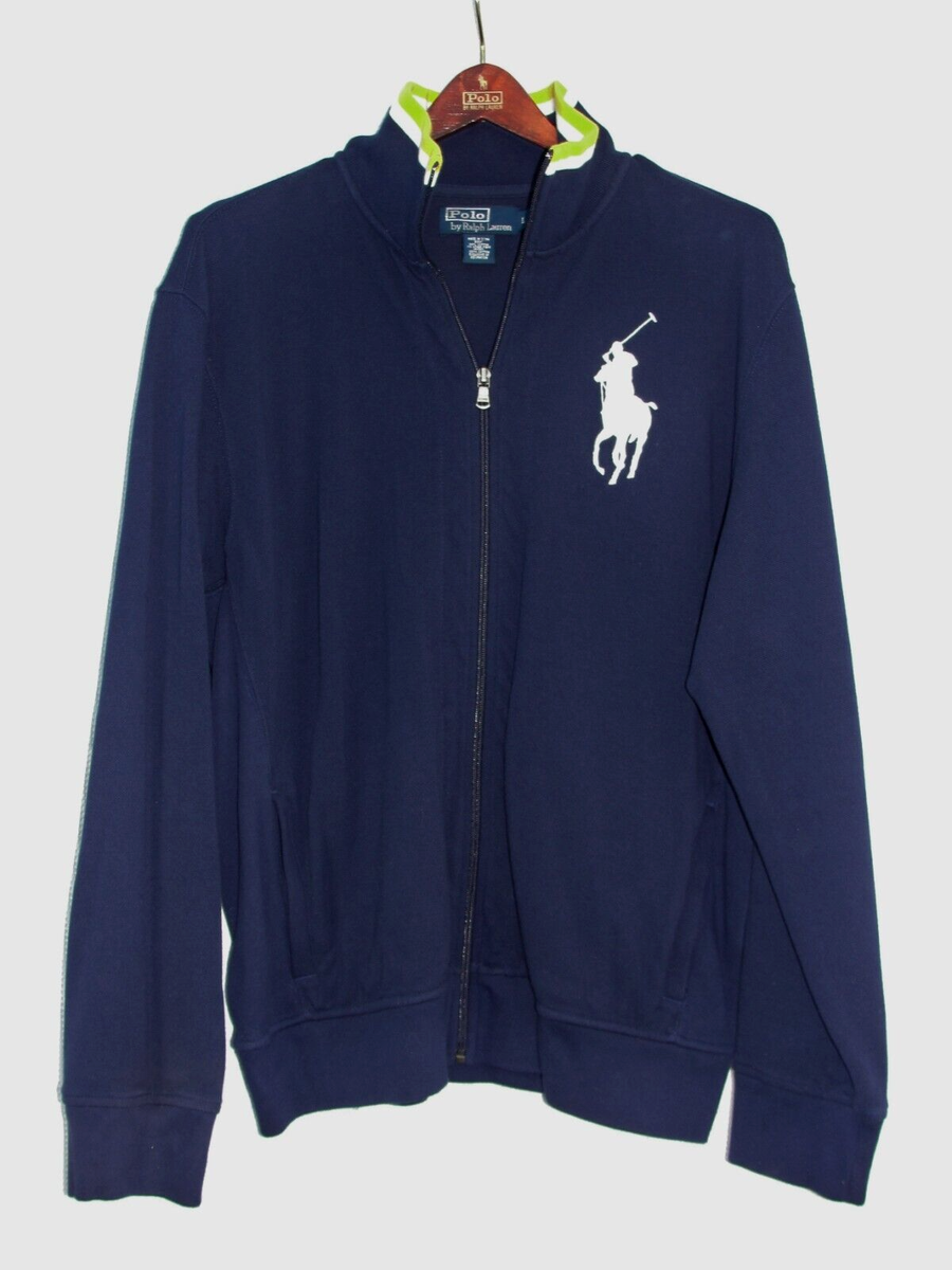Polo Ralph Lauren Blue Track Jacket Long Sleeve Big Pony White