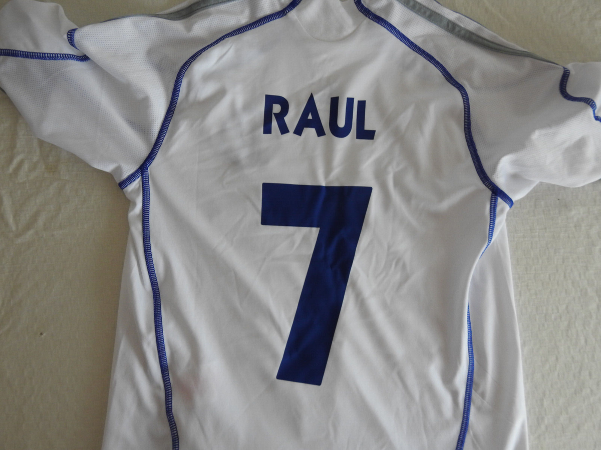 Schalke 04 2009 Away Jersey #7 RAUL Adidas White Shirt Size Boys M