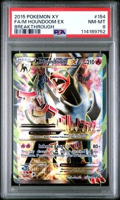 Pokemon TCG M Houndoom EX 154/162 XY BREAKthrough Full Art PSA 8