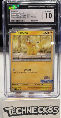 Pikachu 214 Black Star Promo Illustration Contest 2024 Winner CGC
