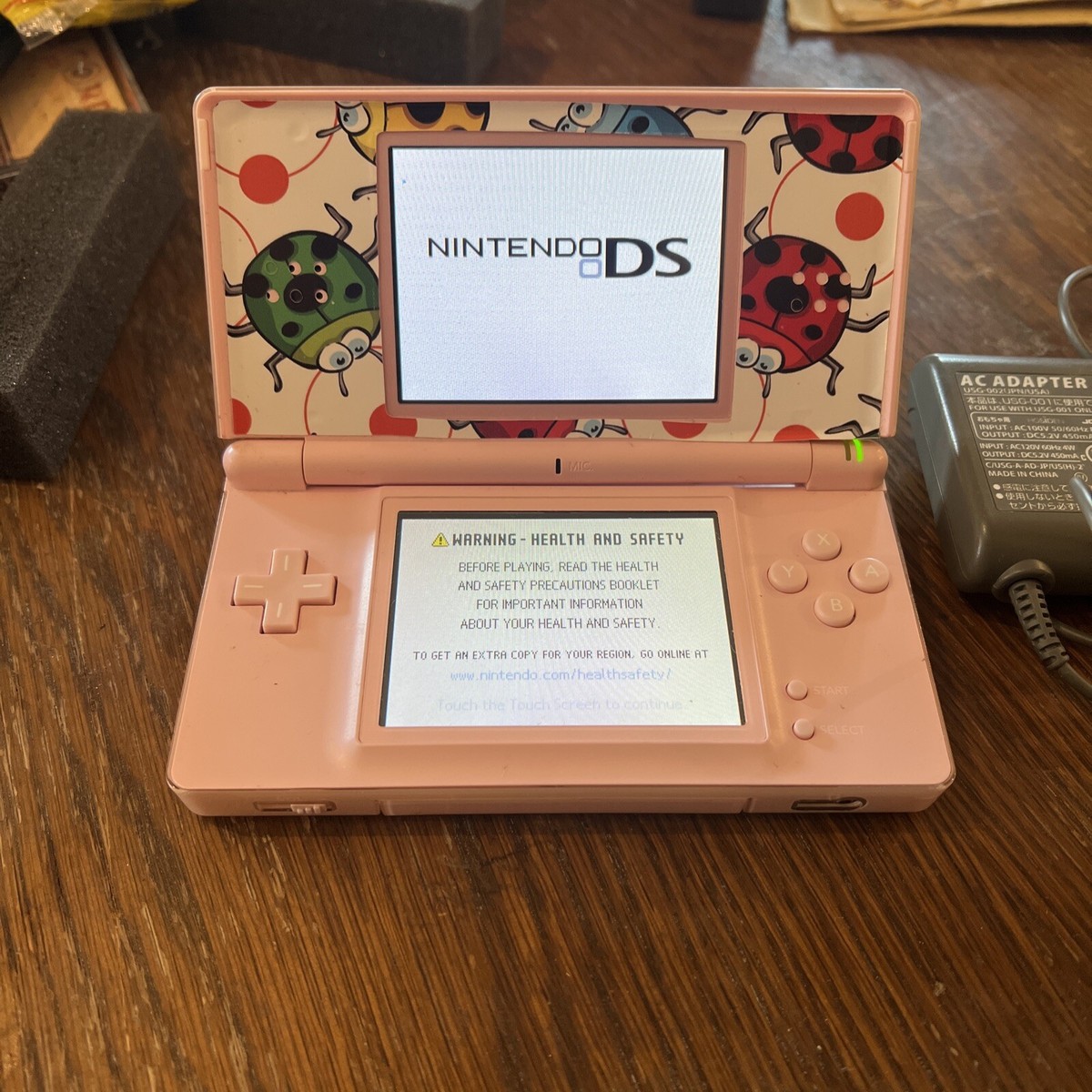 Nintendo DS Lite Console W/Charger USG-001- Coral Pink - GOOD
