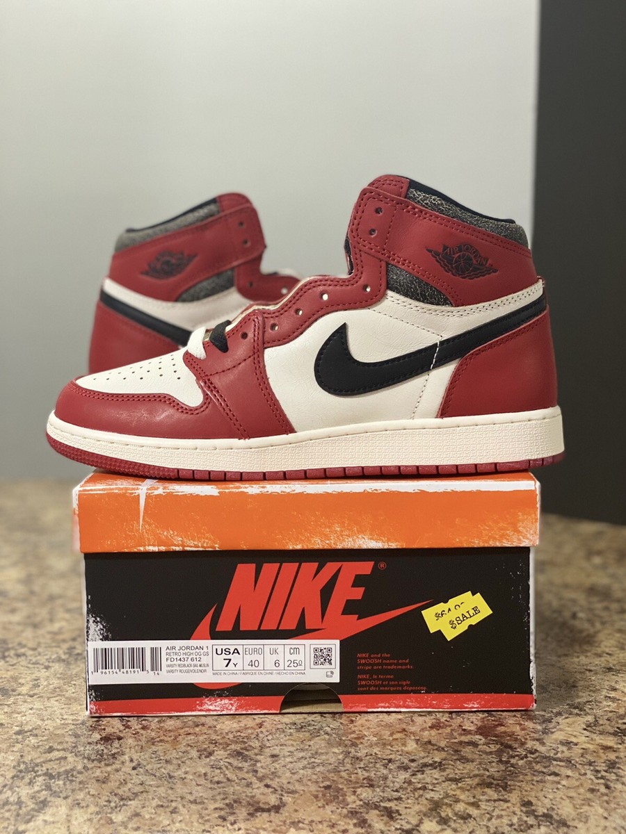 Nike Air Jordan Retro 1 High OG Lost And Found Chicago (GS) Size