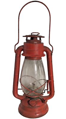 Vintage RED Winged Wheel OIL LAMP No 500 ORIGINAL Kerosene Lantern