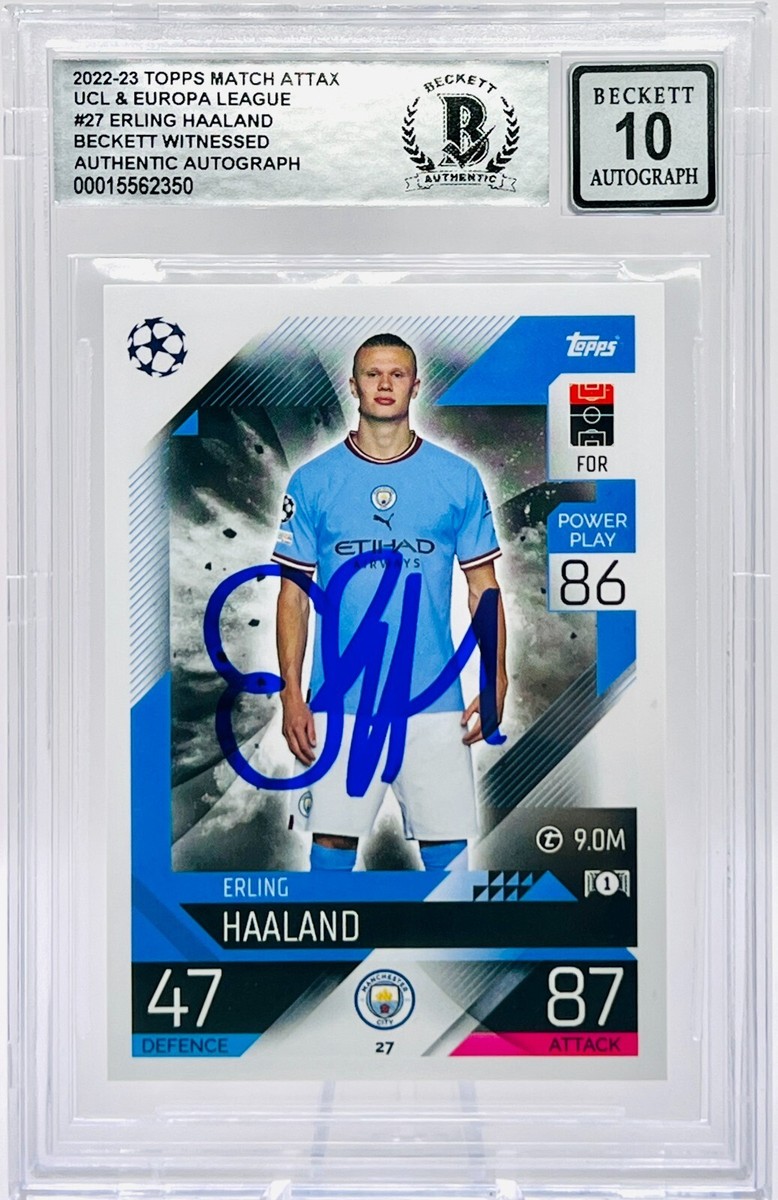2022-23 Erling Haaland Signed Topps Match Attax #27 Beckett