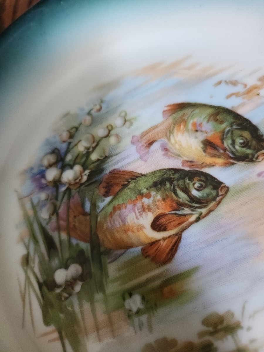 9* Joseph Schachtel Porcelain Fish Plates & Serving Platter