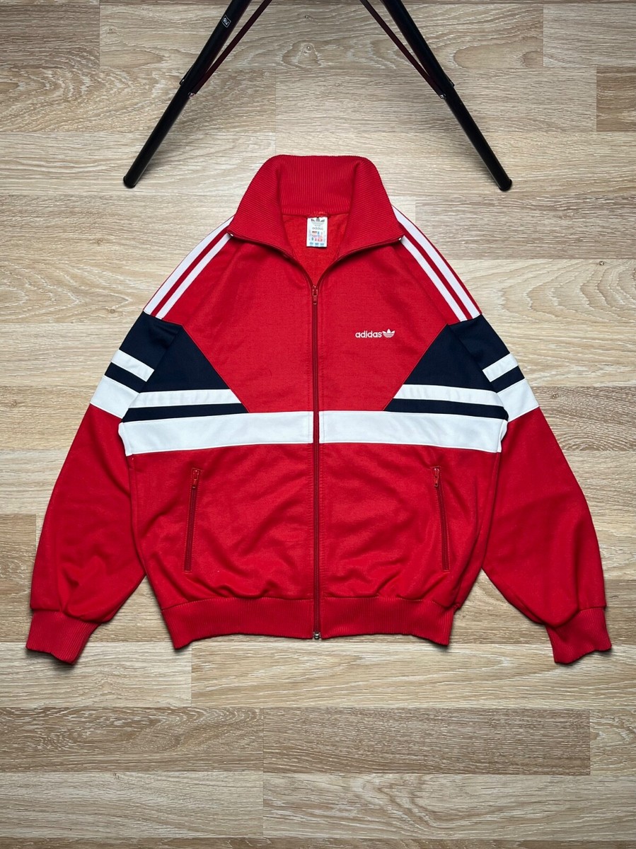 Adidas Vintage 80s Red Track Jacket Made In West Germany Mens Size