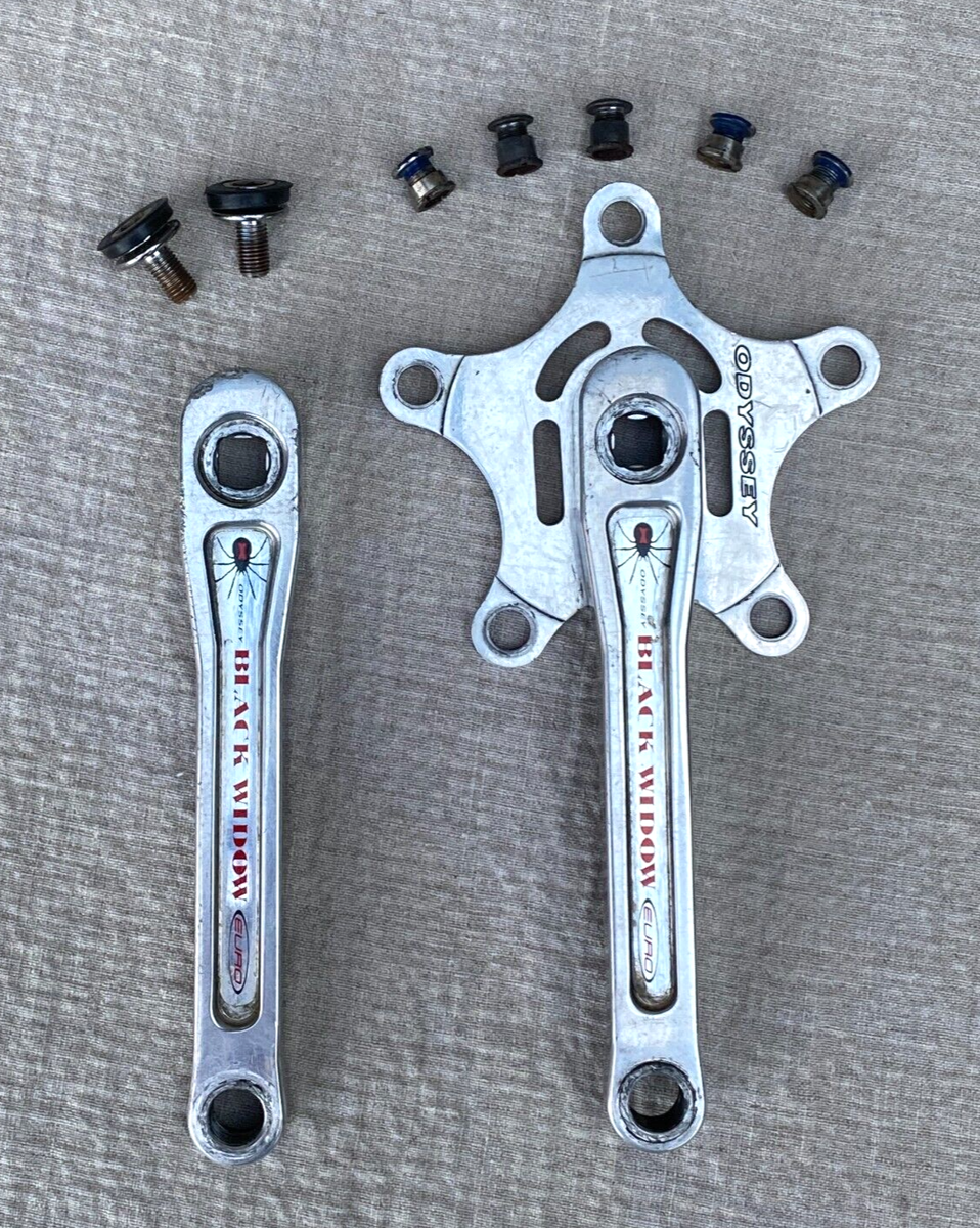 Vintage Odyssey Black Widow Euro Crank Set 155mm High Polish Made