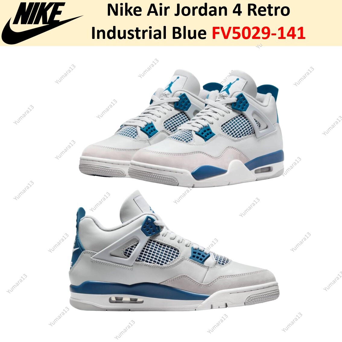Nike Air Jordan 4 Retro Industrial Blue FV5029-141 Men's Size | eBay