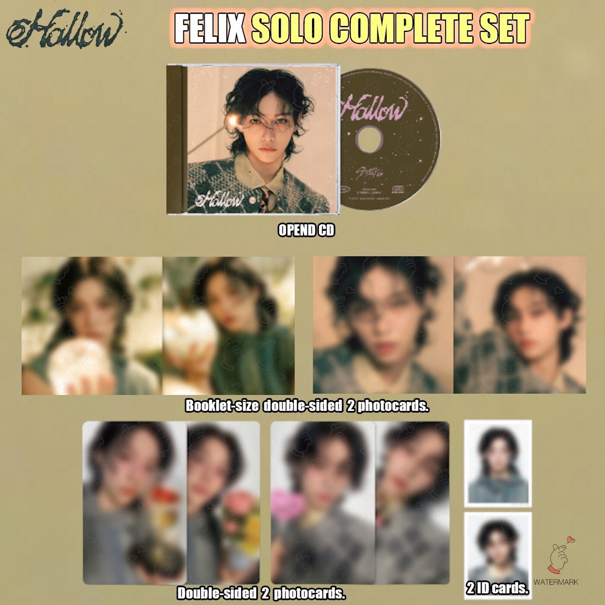 STRAY KIDS Hollow JAPAN SOLO ver. COMPLETE SET OPENED CD + 6CARDS