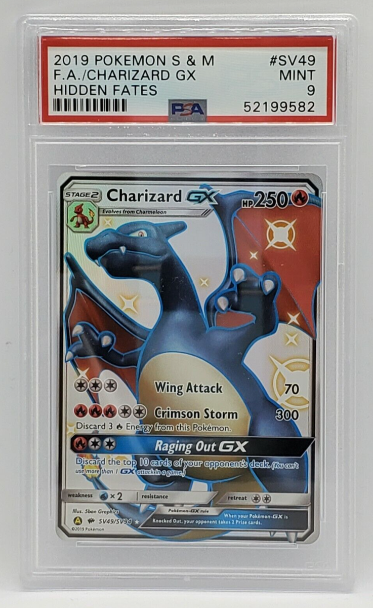 2019 Pokemon Hidden Fates - Full Art CHARIZARD GX - #SV49 - PSA