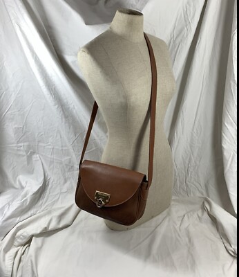 Vintage NINA RICCI tan canvas and leather shoulder bag logo