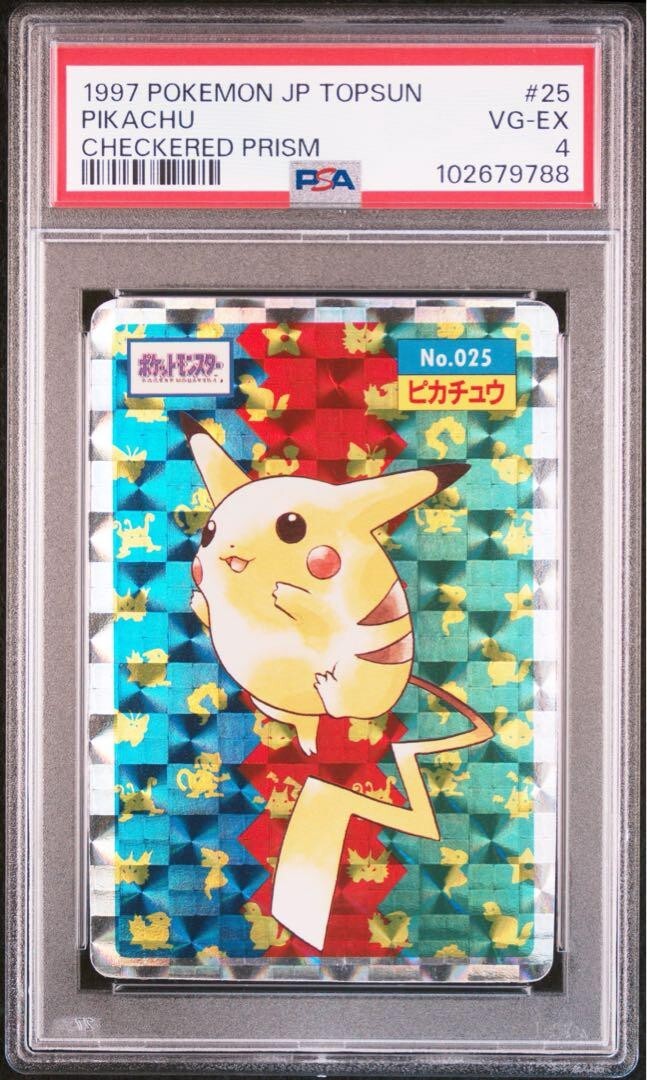 PSA 4] 1997 Topsun Pikachu #025 Prism Holo Block Foil Japanese
