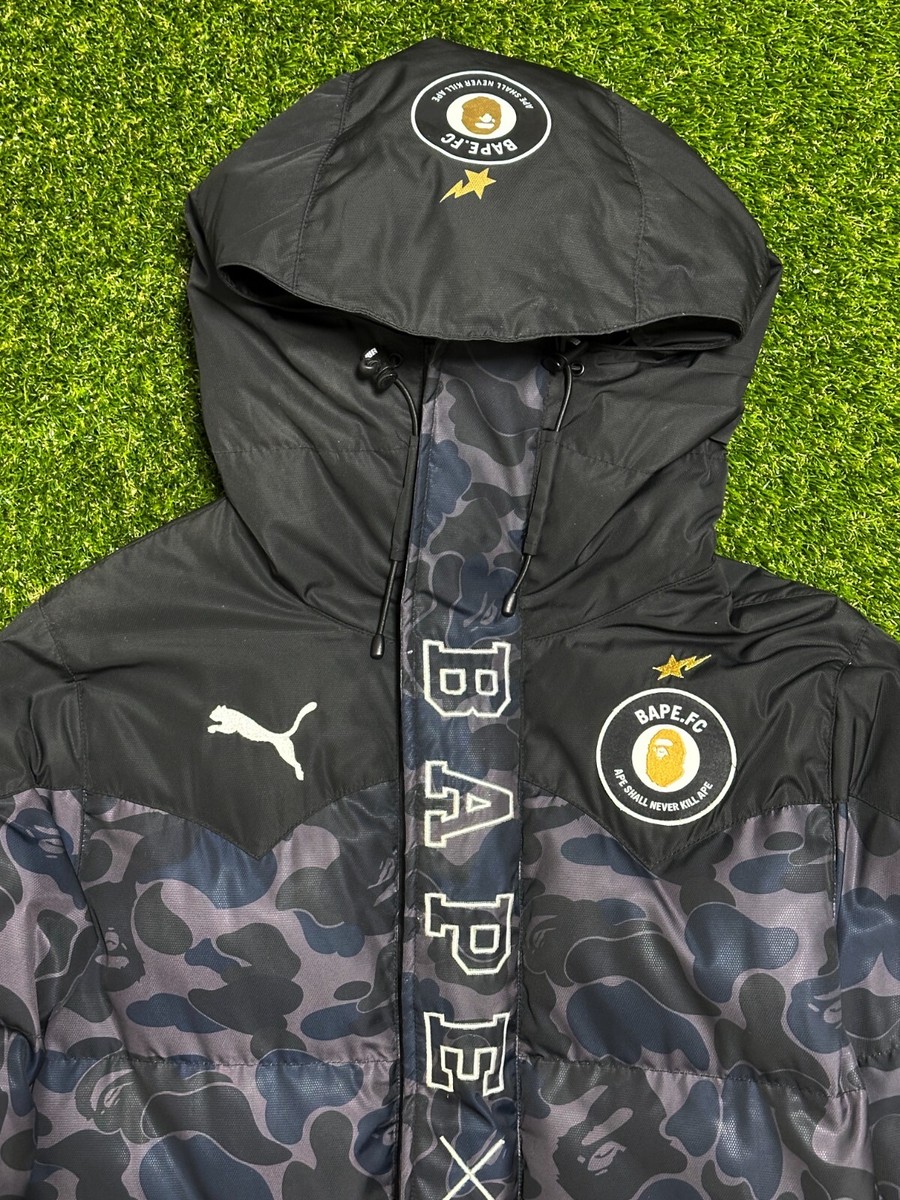 BAPE PUMA Long Hoodie Down Jacket black ABC camo A Bathing Ape
