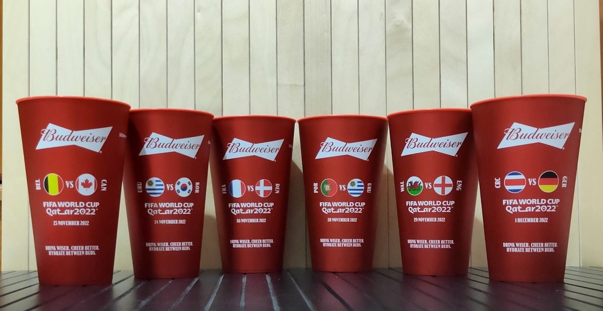 FIFA World Cup Qatar 2022 Budweiser Cup (Hard Plastic) Set of 6