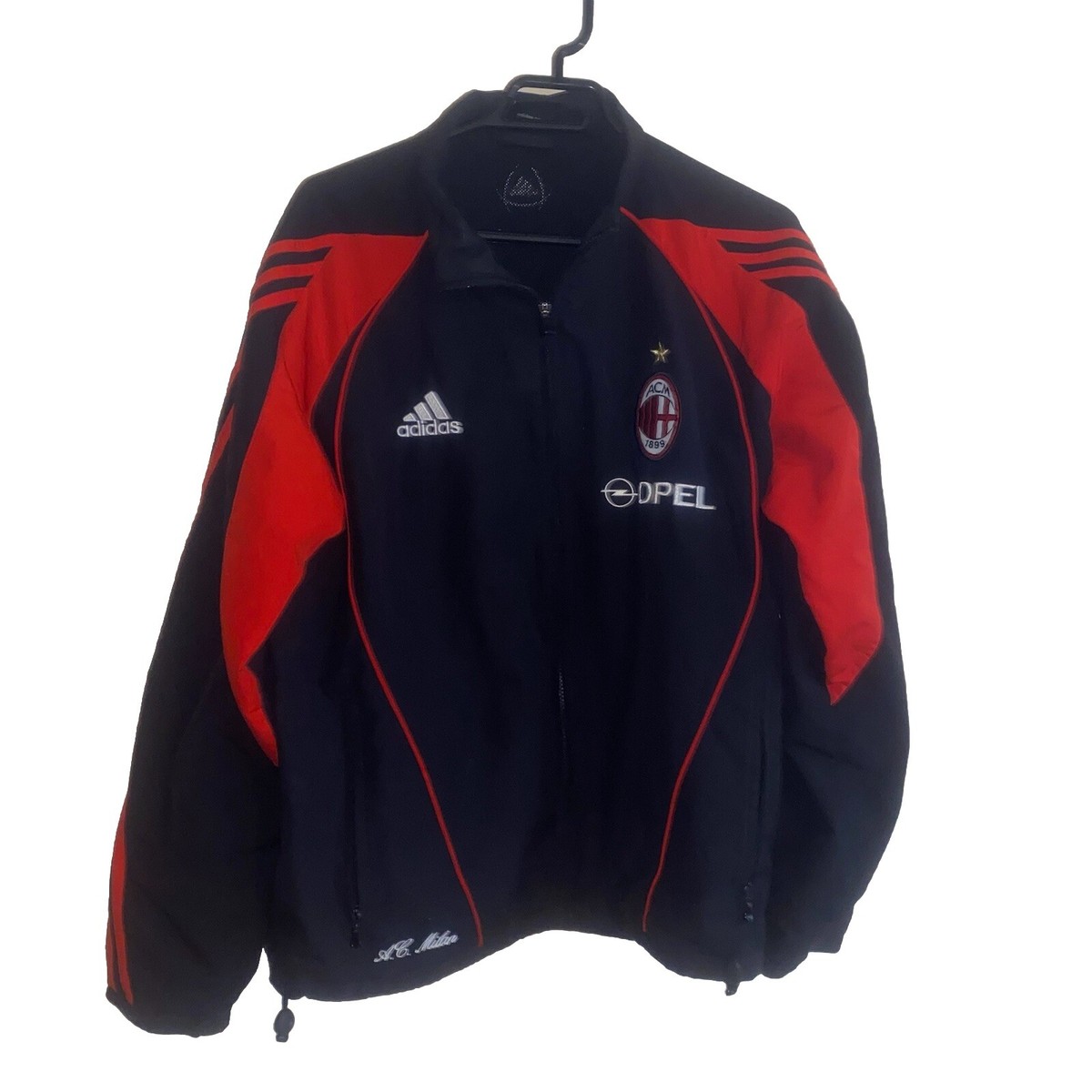 Adidas AC Milan Football Club Opel Size M Mens Black Red Track