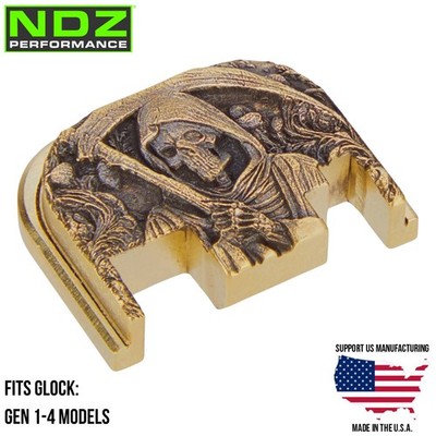 NDZ Brass 3D Engraved Grim Reaper Back Plate for Glock Gen 1-4 17
