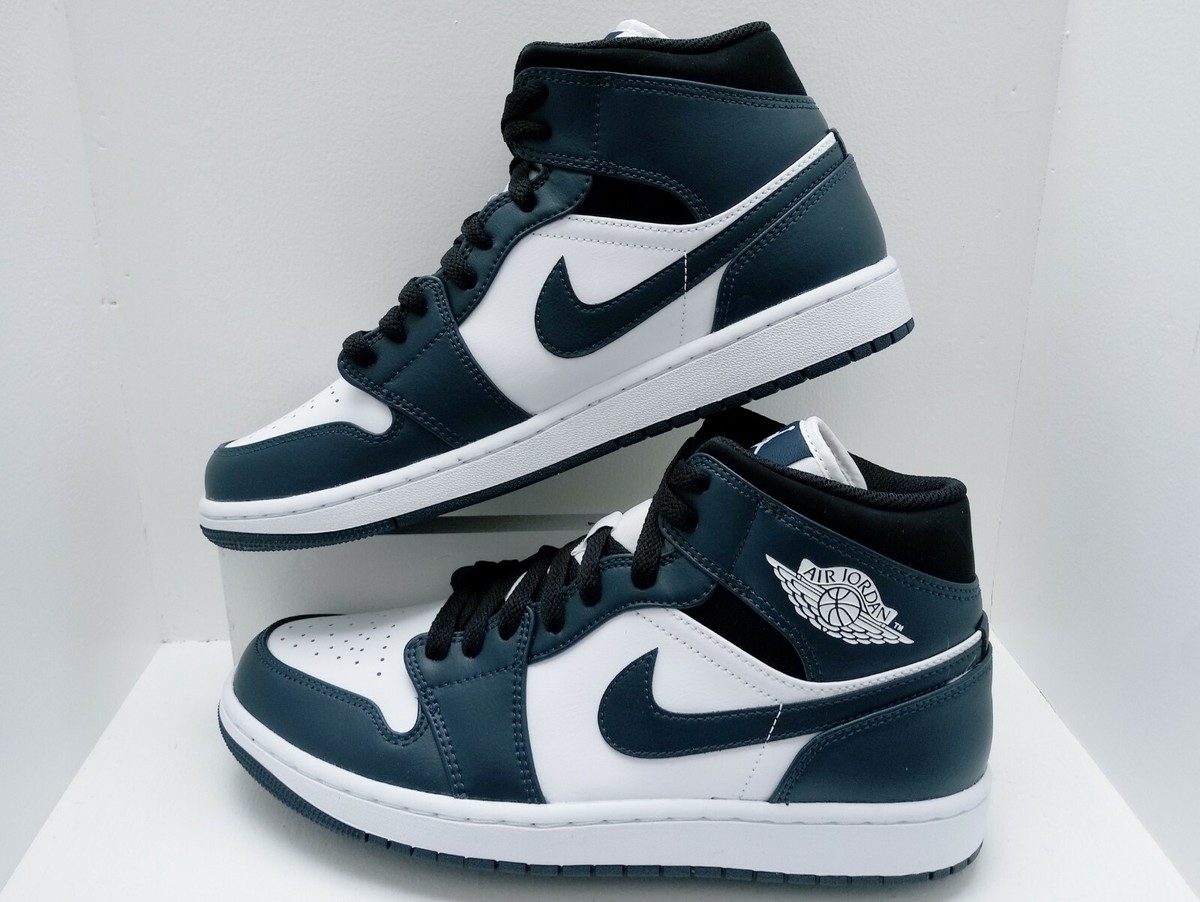 NIKE AIR JORDAN 1 MID-TOP Navy Blue/ White MEN'S SHOE SIZES