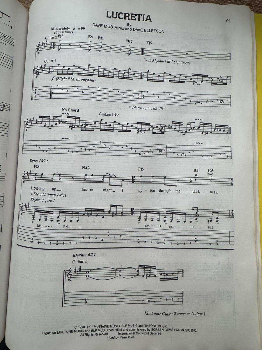 Megadeth, Rust in Peace, Guitar Tab, Songbook, 1994 | eBay