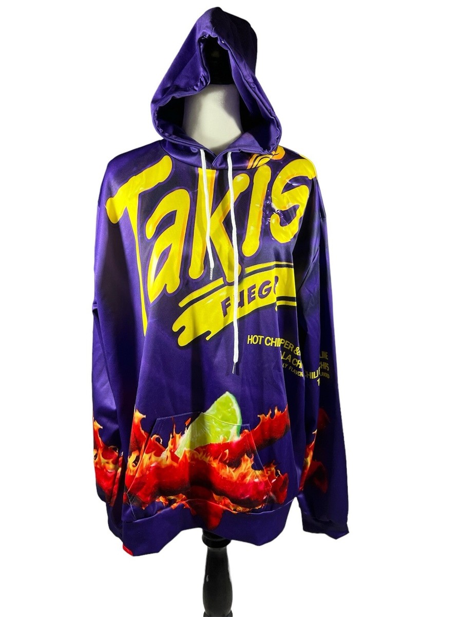 Takis Fuego Hoodie Men's Size 2XL Purple Orange Pullover Colorful