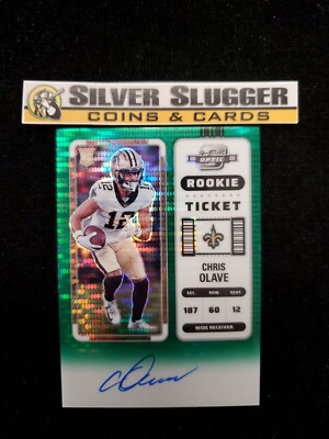 2022 Chris Olave Panini Contenders Optic Rookie Ticket Auto Green