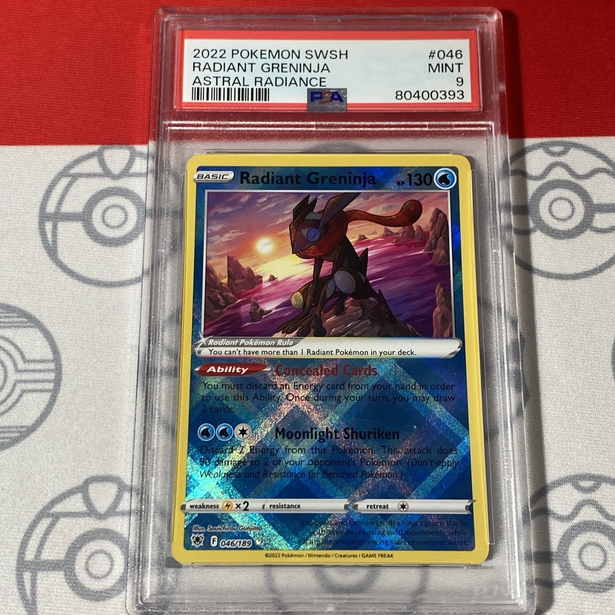 PSA 9 MINT Radiant Greninja 046/189 Pokemon 2022 Astral Radiance
