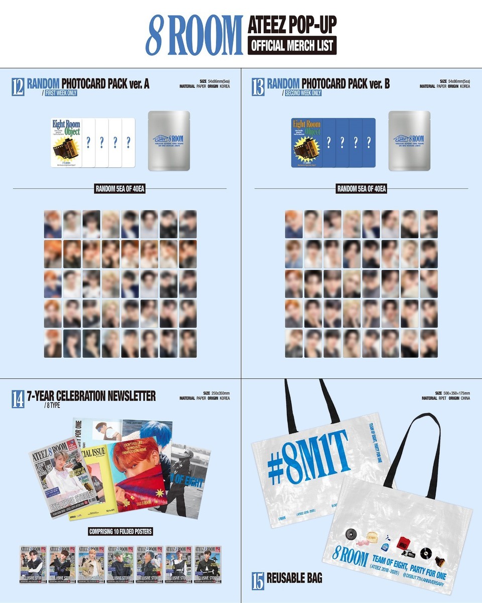 In Stock) 에이티즈 ATEEZ 8ROOM POP-UP STORE OFFICIAL MERCH