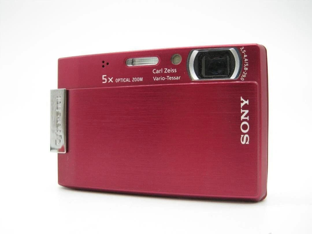 Sony Digital Camera Cyber-shot DSC-T100 Red 8.1 MP 5x Zoom 90% NEW
