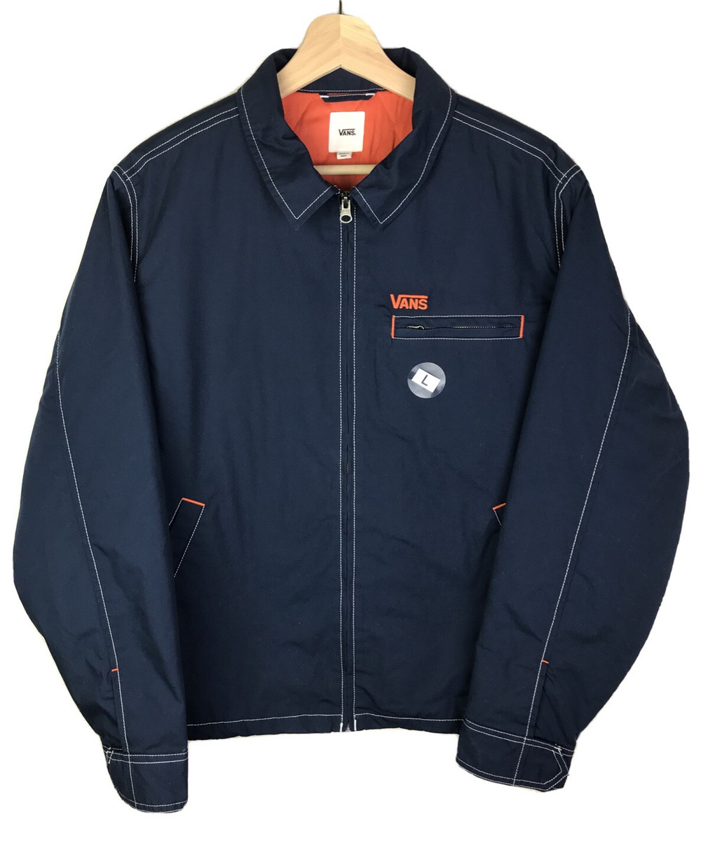 VANS Pro Stitched Jacket, Womens Sz MEDIUM Navy Blue Orange Zipper