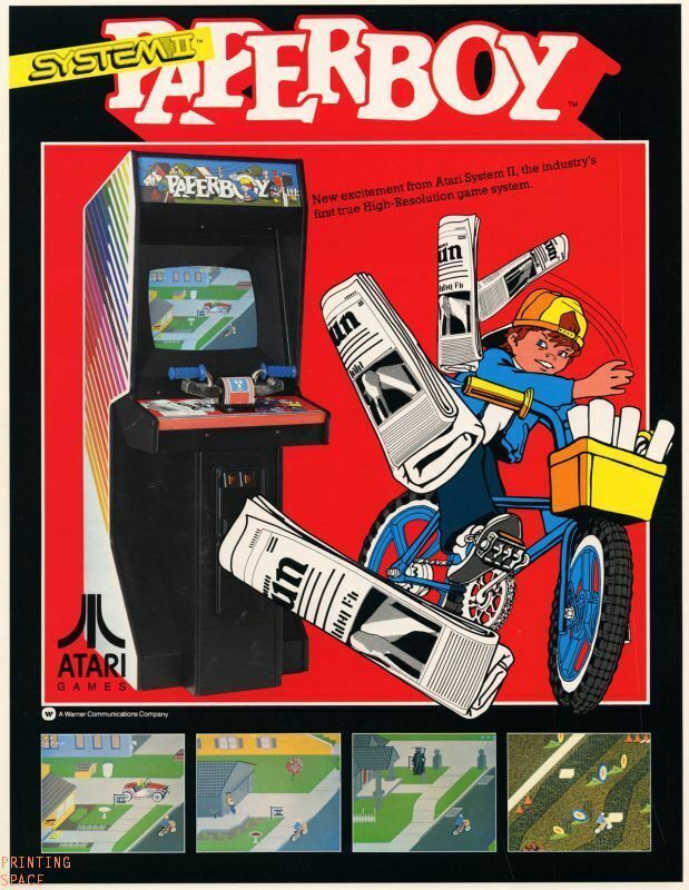 PAPERBOY Classic Vintage Arcade Nintendo Atari Sega Poster 1